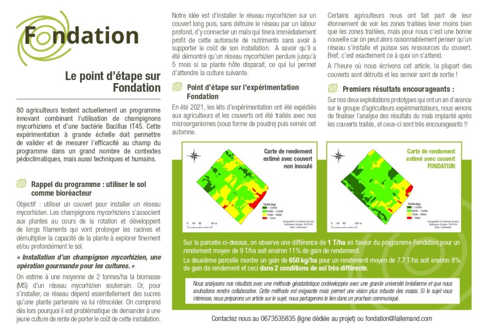 Programme fondation de Lallemand Plantcare