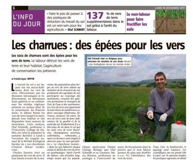 Article belge ; impact du labour sur les vers